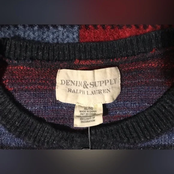 Vintage Ralph Lauren Polo DENIM & And SUPPLY SOUTHWESTERN HENLEY Sweater XL RLPC